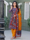 Navy Blue Colour Cotton Blend With Print Kurti With Pant Dupatta Best Wholesale Shop In Surat Aaradhna 2029